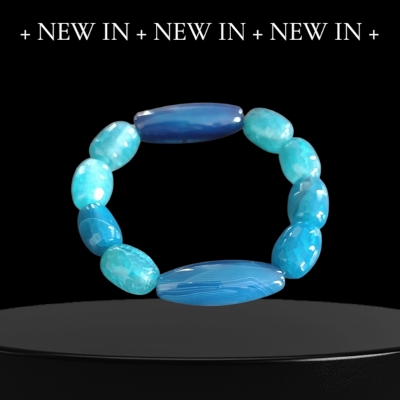 Endless Jewelry Creations Jewelry - Blue Dragon's Veins Agate Beaded Stretch Bracelet
